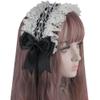 Re-Lady Gothic Lolita Headdress Maid Women Lace Hair Accessories Cute Cosplay Headbands Sweet Hairpin for Lolita Dress Black view 1