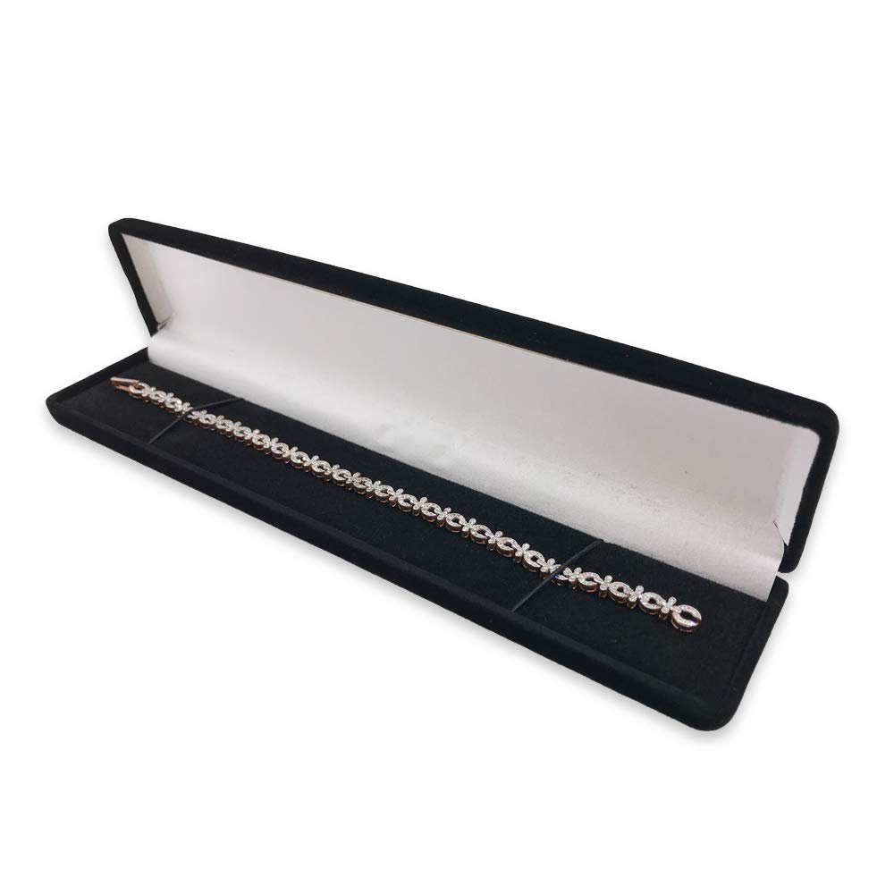 1 Qty - Premium Midnight-Black Flocked Velour Long Bracelet/Watch Jewelry Box