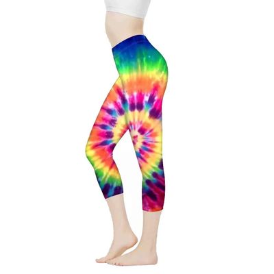 AFPANQZ Rainbow Tie Dye Leggings High Waisted for Women Scrunch Butt High Rise Activewear Performance Pants Slimming Seamless Compression Stretchy Capri Size x-Large Colored