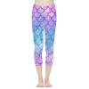AFPANQZ Mermaids Scales Leggings for Women Over Ankle Leggings Athletic Tummy Control Cycling Pants Lightweight Casual Tight Legging Gym Yoga Fitness Workout Medium Bling Pink Teal Blue view 3
