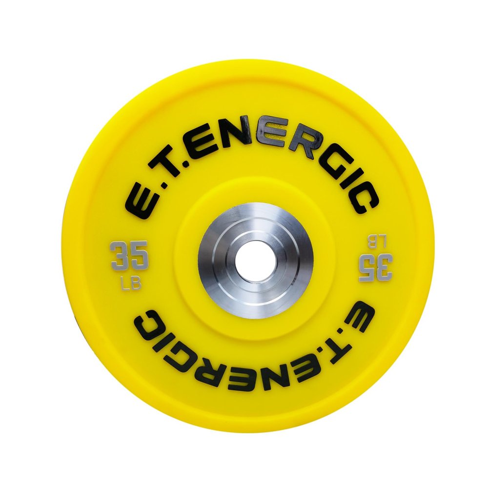 E.T.ENERGIC 35Lb Bumper Plate Odorless with 2" Opening Olympic Weight Plate with Hard Chrome Insert Strength Training