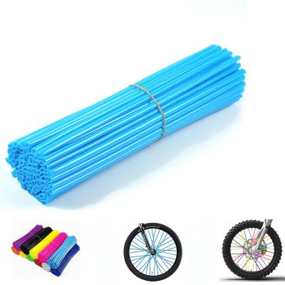 Bike Spoke Skins Covers: 8-21 inch Rims Protector & Decoration for Dirt Bike | Mountain Bike | Bicycle | Wheelchair | Motorcycle - 72Pcs(Light Blue)