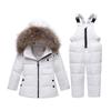 Letuwj Baby Girls Boys Winter Hooded Snowsuit Puffer Down Jacket with Snow Ski Bib Pants 2-Piece Set White 120cm view 1