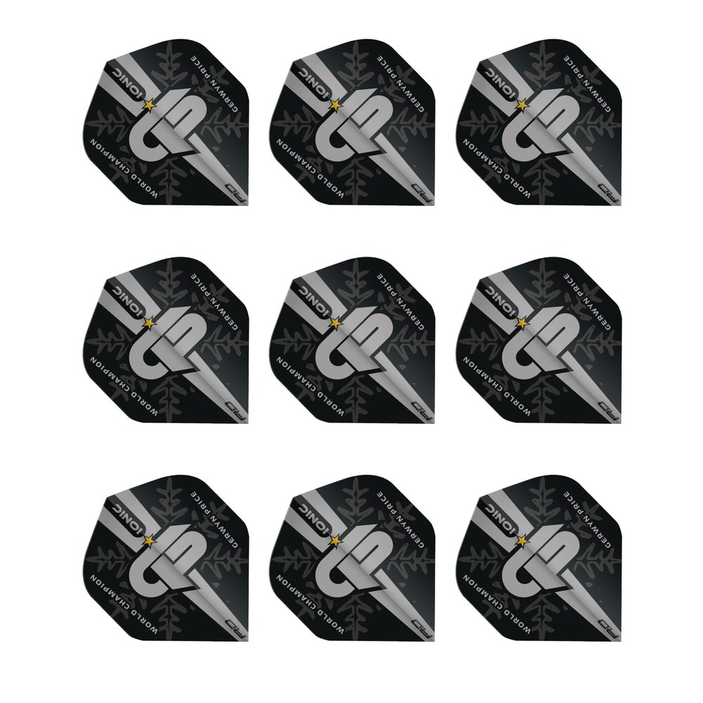 RED DRAGON Gerwyn Price Iceman World Champion Silver Logo Edition Dart Flights - 3 Sets per Pack (9 Flights in Total)