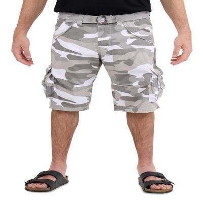 X RAY Mens Cargo Shorts Camo & Solid Colors 12.5" Inseam Knee Length Classic Fit Multi Pocket (Big and Tall Shorts for Men), Twill Taped White Camo, 40