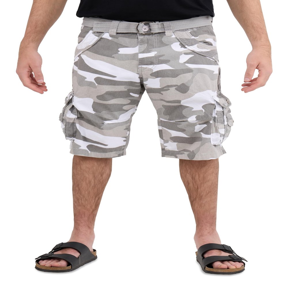 X RAY Mens Cargo Shorts Camo & Solid Colors 12.5" Inseam Knee Length Classic Fit Multi Pocket (Big and Tall Shorts for Men), Twill Taped White Camo, 40