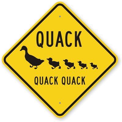 The Sign Studio - 24 x 24 Aluminum (.080) Animal Crossing Sign: Quack Quack Quack (with Duck and Duckling Graphic)