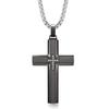 Holizaly Men's Cross Necklace 316L Stainless Steel Pendant White/Gold/Black/Blue Rolo Chain-Gift Box included view 1