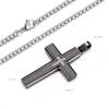 Holizaly Men's Cross Necklace 316L Stainless Steel Pendant White/Gold/Black/Blue Rolo Chain-Gift Box included view 2