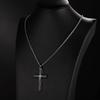 Holizaly Men's Cross Necklace 316L Stainless Steel Pendant White/Gold/Black/Blue Rolo Chain-Gift Box included view 3