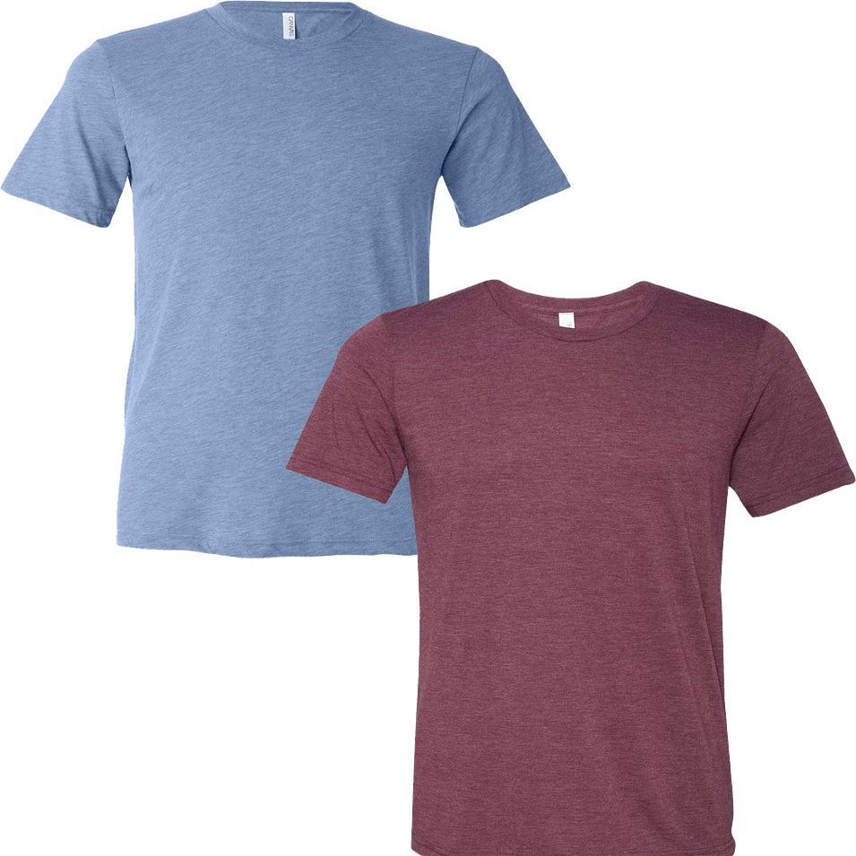 BELLA+CANVAS Unisex Crew Neck Triblend Short Sleeve Tee (2-Pack) MED-Blue-Maroon