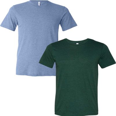 Bella Canvas Unisex Crew Neck Triblend Short Sleeve Tee (2-Pack) XL-Blue-Emerald