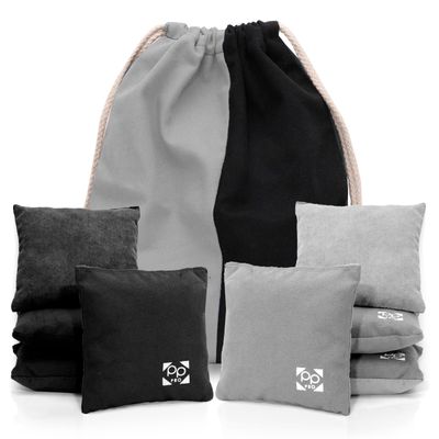 Play Platoon Professional Cornhole Bags - Set of 8 Regulation All Weather Two Sided Improved Bean Bags for Pro Corn Hole Game - 4 Silver & 4 Black
