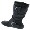 Forever Link Klein-70 Women's Closed Round Toe Buckle Slouch Flat Heel Mid-Calf Boot,Black Pu,9 view 4