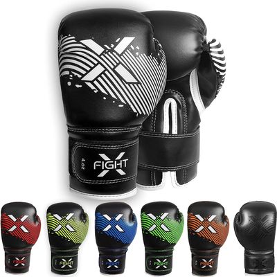 FightX Kids Boxing Gloves for 3-8 Years 4 6 Oz Training MMA Boys Girls Kickboxing Punching Gloves for Training, Punching Bag, Muay Thai, MMA (Black/White, 4oz)