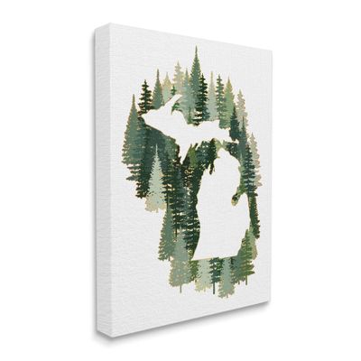 Stupell Industries Michigan State Outline Green Pine Tree Forest