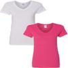 Gildan Women's Heavy Cotton V-Neck T-Shirt 2-Pack SML-White-Heleconia view 1