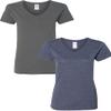 Gildan Women's Heavy Cotton V-Neck T-Shirt 2-Pack 2XL-Charcoal-HeatherNavy view 1
