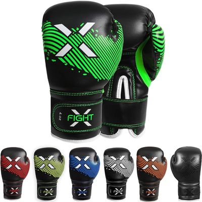 FightX Kids Boxing Gloves for 3-8 Years 4 6 Oz Training MMA Boys Girls Kickboxing Punching Gloves for Training, Punching Bag, Muay Thai, MMA (Black/Green, 4oz)