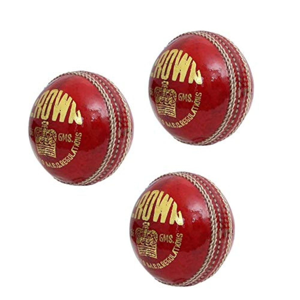CW Crown Match Red Ball Outdoor Practice Cricket Balls Leather 4 CE Ball Pack of 3