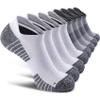 SITOISBE No Show Sports Compression Running Socks for Men Women Circulation 8-pairs, Low Cut Cushioned Socks Moisture Wicking Arch Support for Planter Faciatis Golf Exercise, Gray White, Large view 1
