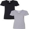 Gildan Heavy Cotton Ladies' 5.3 oz. V-Neck T-Shirt 2-Pack SML-Black-SportGray view 1