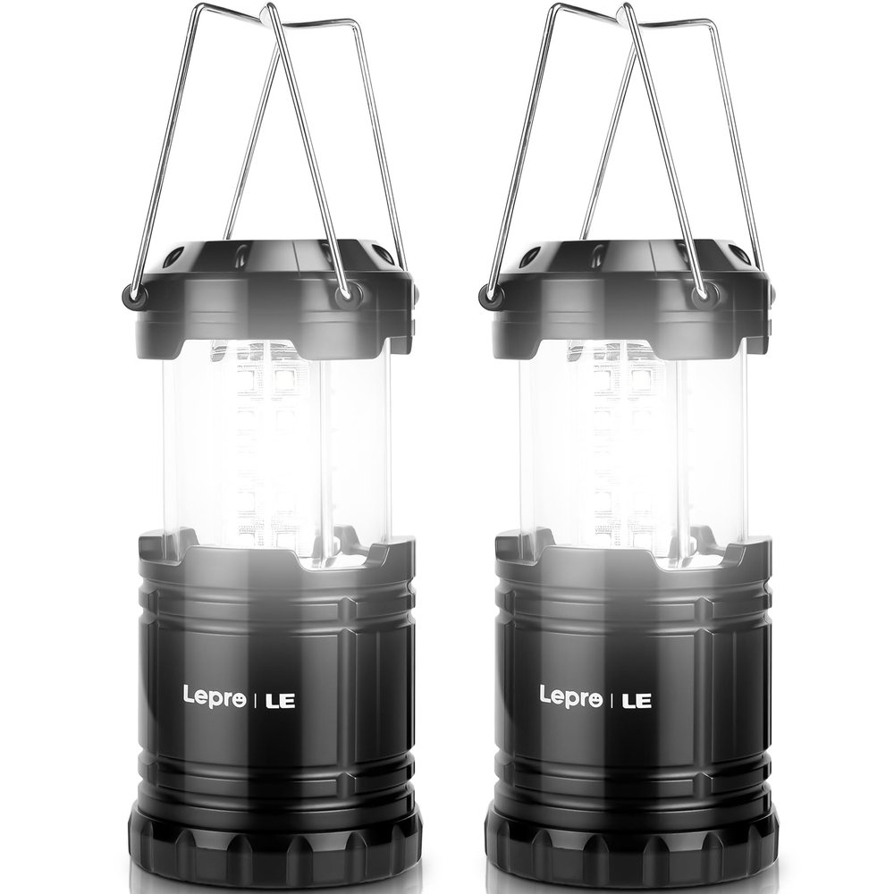 Lepro LED Camping Lanterns, 2 Pack, Collapsible, IPX4 Water Resistant