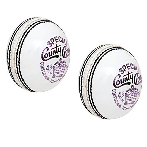 CW Pack of 2 Spcl. County Women Sports Cricket Ball White Club & Match 4 PCE Ball