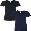 Gildan Women's Heavy Cotton V-Neck T-Shirt 2-Pack MED-Black-Navy view 1