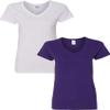 Gildan Heavy Cotton Ladies' 5.3 oz. V-Neck T-Shirt 2-Pack MED-White-Purple view 1