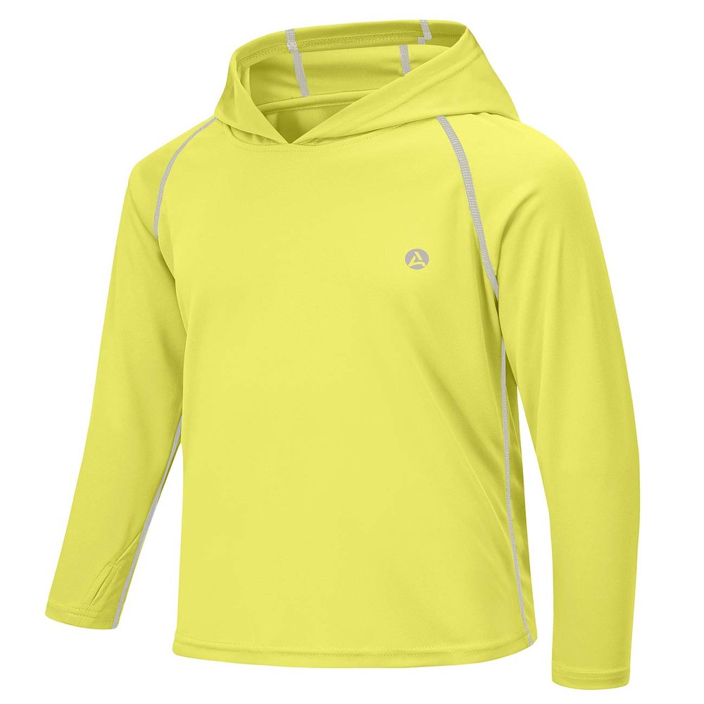 Boys Girls Sun Shirts Fishing Size 8 UPF50 UV Rash Guard Long Sleeve Hoodie Thumbhole Dry Fit Athletic Water Hiking Workout Yellow