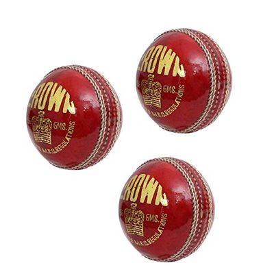 CW Crown Red Ball Senior Official Hard Seasoned Hand Stitched 4 PCE Ball Pack of 3