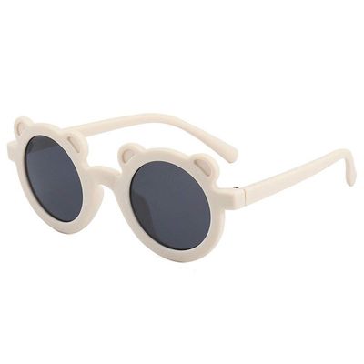 BULINGNA 2-8T Kids Toddler Baby Girl Boy Round Sunglasses UV Protection Glasses for Photography Outdoor Beach (Bear White, One size 2-8T)