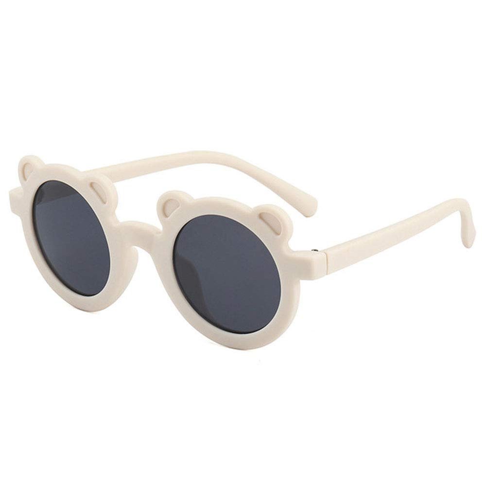 BULINGNA 2-8T Kids Toddler Baby Girl Boy Round Sunglasses UV Protection Glasses for Photography Outdoor Beach (Bear White, One size 2-8T)