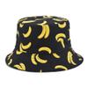 2 Pack Stylish Printed Bucket Hat Reversible Double-Side-Wear Travel Beach Couple Fisherman Cap Unisex (Banana Coconut Tree 2 Pack) view 2
