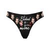 Custom Funny Boyfriend Pet Face I Licked It So It's Mine Black Women's Thong G-Strings Briefs Shorts Underpants Printed with Photo L view 1