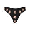 Custom Funny Boyfriend Pet Face I Licked It So It's Mine Black Women's Thong G-Strings Briefs Shorts Underpants Printed with Photo L view 2