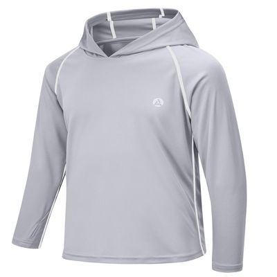 Boys Kids Sun Protection Shirts UV UPF Rash Guard Quick Dry Size 6 Long Sleeve Hoodie Thumbhole Active Workout Water Playing Grey