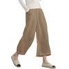 Womens Cotton Cropped Pants Loose Fit Wide Leg Capri Casual Plus Size Elastic Waist Trousers Khaki 22 view 1