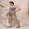 Womens Cotton Cropped Pants Loose Fit Wide Leg Capri Casual Plus Size Elastic Waist Trousers Khaki 22 view 4
