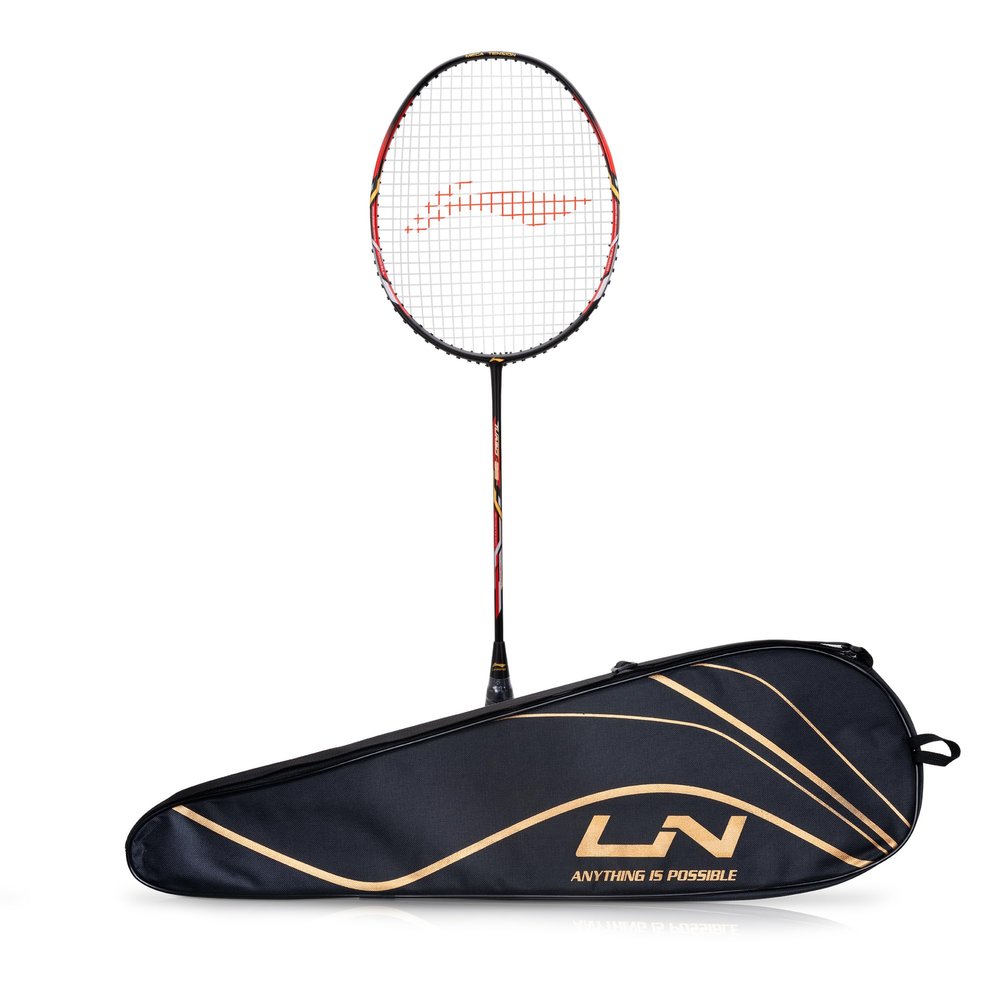 Li-Ning Turbo 99 Strung Carbon Fiber Badminton Racket with Free Full Cover (Black/Red)