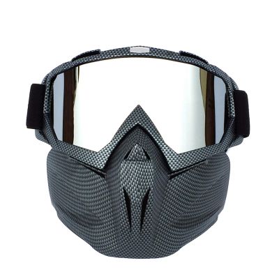 Motorcycle Goggle Mask, Windproof Anti-Fog Protective Detachable Adjustable Tactical Glasses for for Cycling,Skiing,Paintball,Riding,Snowmobile Outdoor Winter,CS Airsoft Shooting (Serpentine/Silver)