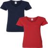 Gildan Women's Heavy Cotton V-Neck T-Shirt 2-Pack MED-Navy-Red view 1