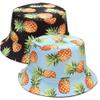 2 Pack Stylish Printed Bucket Hat Reversible Double-Side-Wear Travel Beach Couple Fisherman Cap Unisex (Pineapple 2 Pack)