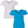 Gildan Women's Heavy Cotton V-Neck T-Shirt 2-Pack XL-White-Sapphire view 1