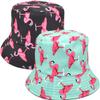 2 Pack Stylish Printed Bucket Hat Reversible Double-Side-Wear Travel Beach Couple Fisherman Cap Unisex (Flamingo Blue Black 2 Pack) view 1