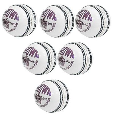 CW 6 X Crown White 4 Piece Cricket Ball Premium Grade Genuine Leather Hand Stitch