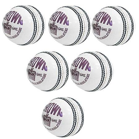 CW 6 X Crown White 4 Piece Cricket Ball Premium Grade Genuine Leather Hand Stitch