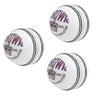 CW Pack of 3 Crown White Leather Cricket Ball Hand Stitch Club Tournament 4 PC Ball view 1