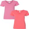 Gildan Women's Heavy Cotton V-Neck T-Shirt 2-Pack 3XL-Azalea-Coral view 1